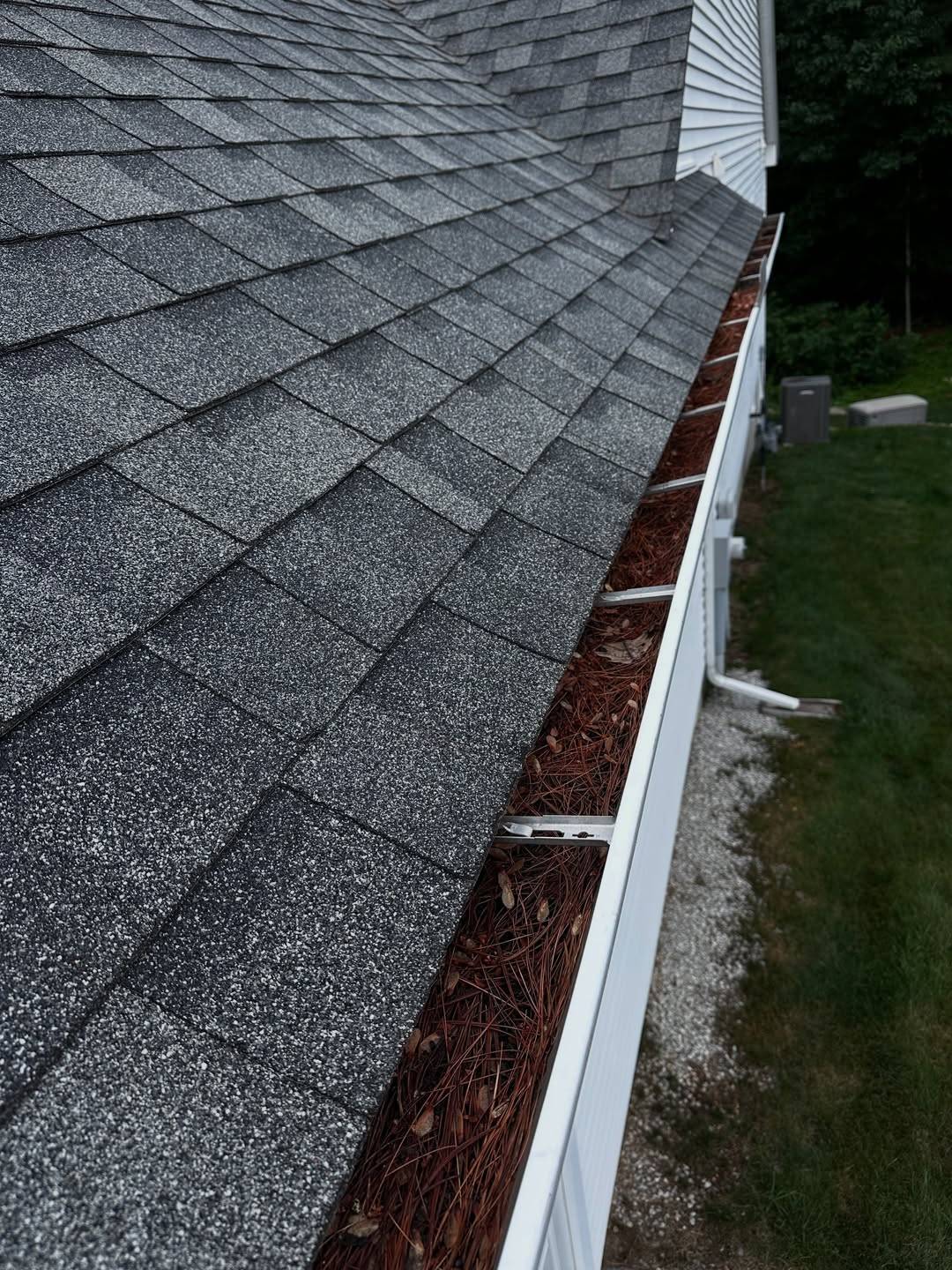 Before: A gutter packed with pine needles
