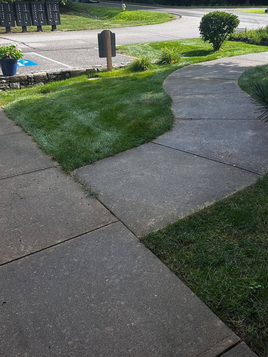 Before: A winding sidewalk stained grey