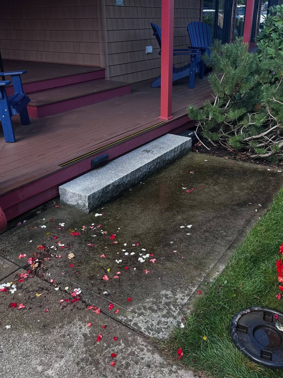Before: A concrete slab covered in grime and debris